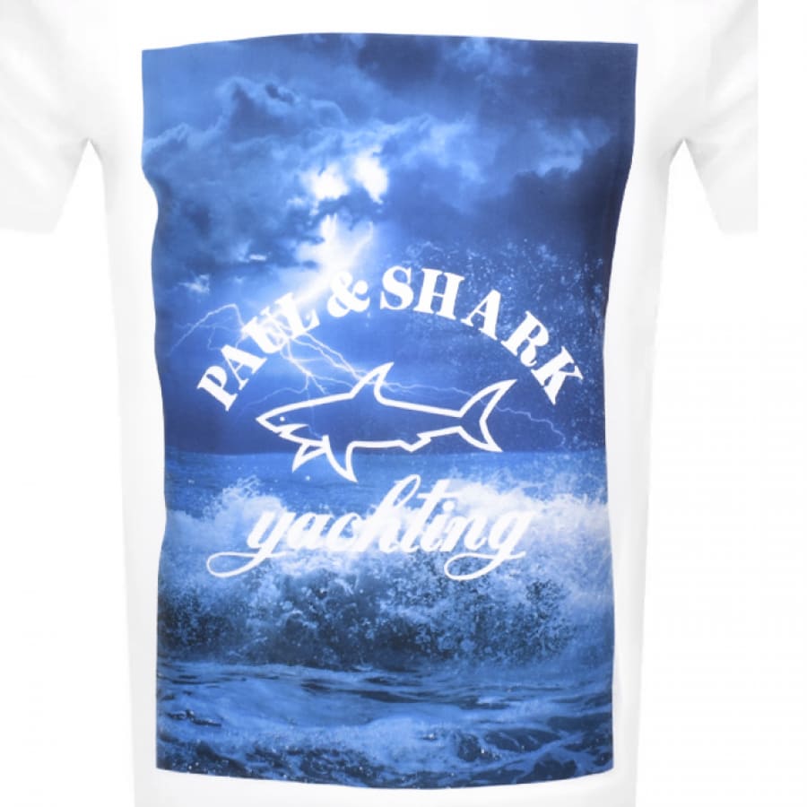 Alternative Image for ProductPaul And Shark Short Sleeve Logo T Shirt White3